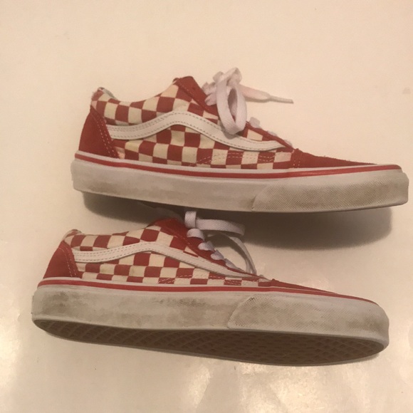 Vans old skool Red checkered off the wall shoe Men’s size 6 women’s 7.5 low top - Picture 4 of 8
